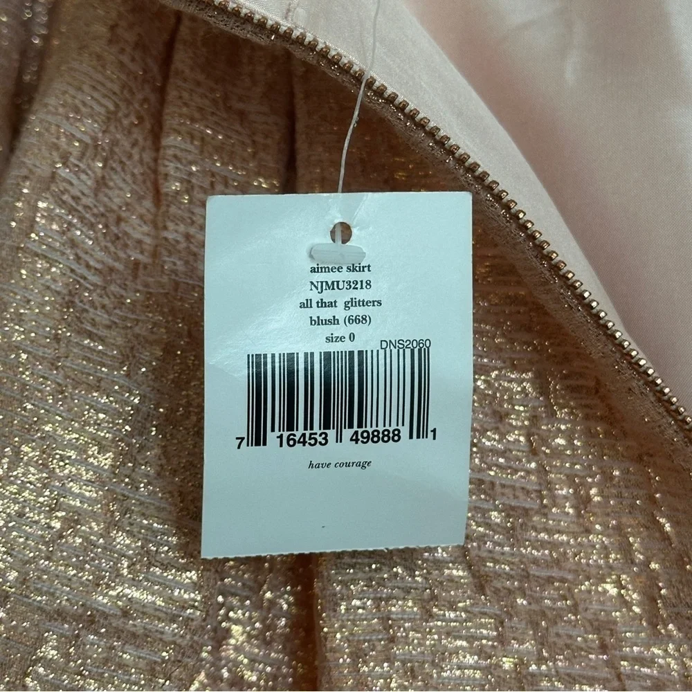 NWT Kate Spade New York Aimee Mini Skirt in Metallic Rose Gold Blush | Size 0